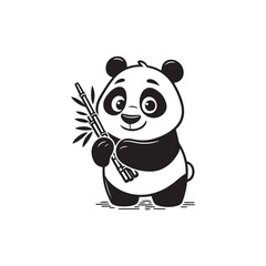 Vector Panda Icon - Adorable Line Art for Nursery Design.