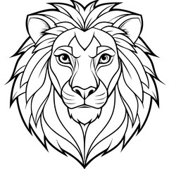 Lion Face Line Art Bold Angles and Smooth Curves in Vector Design