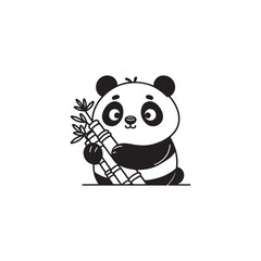 Cute Animal Panda - Line Art Vector Illustration for Kids.