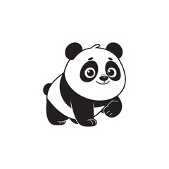 Cute Animal Panda - Line Art Vector Illustration for Kids.