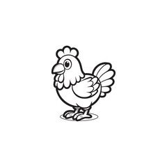Cute Poultry Farm Animal Baby Chicken Vector Art on White Background.