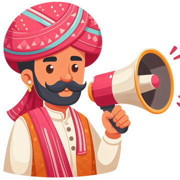 recommend clip art: Rajasthani  man holding a megaphone
