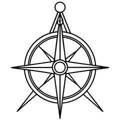 Geometri Compas Line Art Vector Illustration
