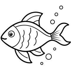 Fish Line Art Vector Illustration