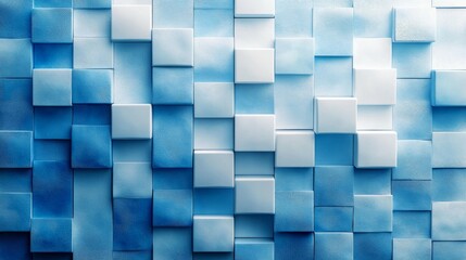 A blue and white gradient background with squares arranged