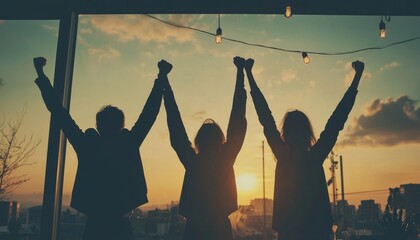 Business team celebrating economic stability in modern office, Economy, Stability