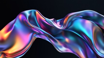 Abstract iridescent liquid wave in motion.