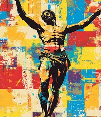 Abstract Colorful Artwork of Jesus Christ