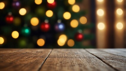 Wooden tabletop against a festive, blurred backdrop.