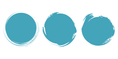 Vector collection of grunge rounds and circles in blue color.