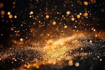 shimmering gold confetti suspended in midair against a deep black background creating a dazzling display of luxury and celebration in a freezeframe moment