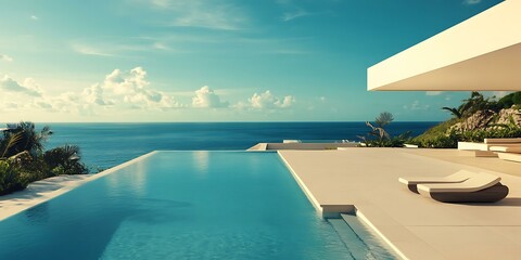 Fototapeta premium Infinity Pool Overlooking Ocean