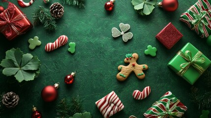 Fototapeta premium Green Abstract background on New Year's theme