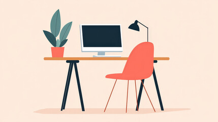 Home office of a virtual assistant business, professional desk setup, remote work, digital entrepreneurship concept. 