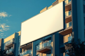 Obraz premium a blank billboard on a contemporary apartment complex