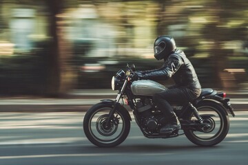 Fast Motorcycle Rider in Motion. AI generated illustration