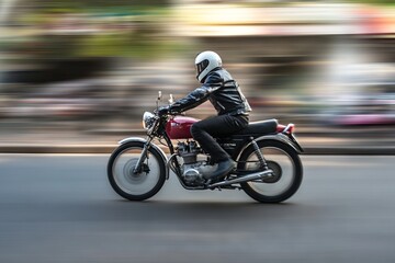 Fast Motorcycle Rider in Motion. AI generated illustration