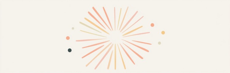 Vector Illustration of a Firework in the Center on a Beige Background