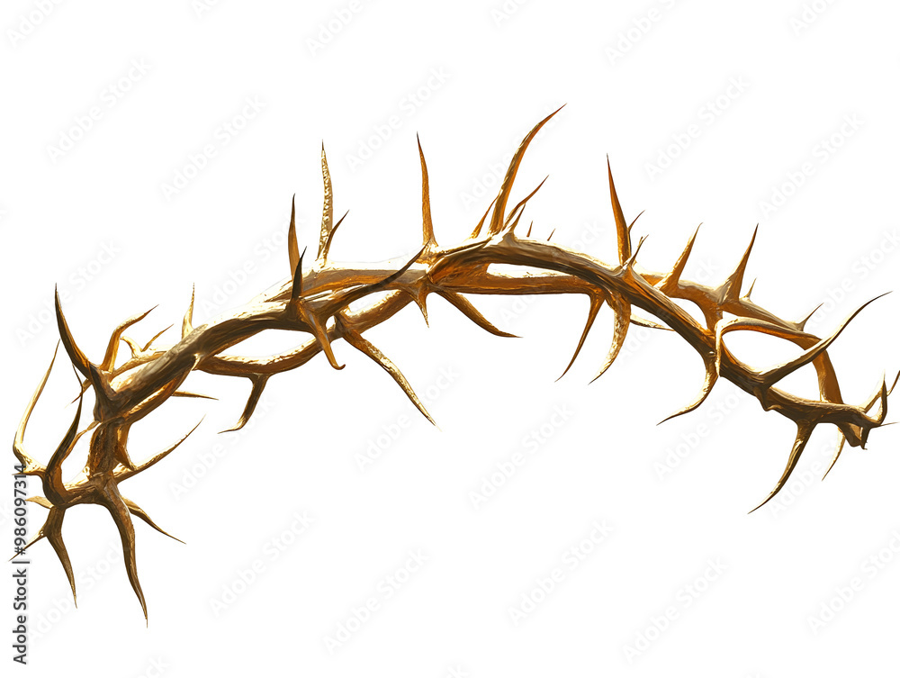 Canvas Prints a 3d rendered golden vine with thorns isolated on a transparent background