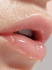 Fototapeta premium Chapped Lips Being Treated with Moisturizing Balm for Dryness Relief and Softness