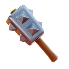 Big Mace with Wooden Handle, Stylized Ancient Weapons Illustration for Game Props