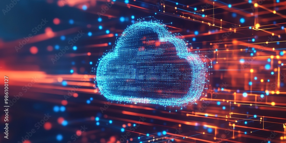 Poster technology networking and digital communication in business with cloud computing concept web storage