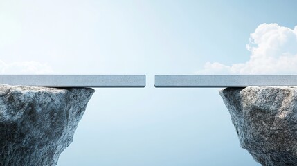 Bridge Between Two Rocky Cliffs Under Blue Sky