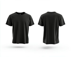 Naklejka premium black t-shirt on white, high quality mockup, man t-shirt, white background,