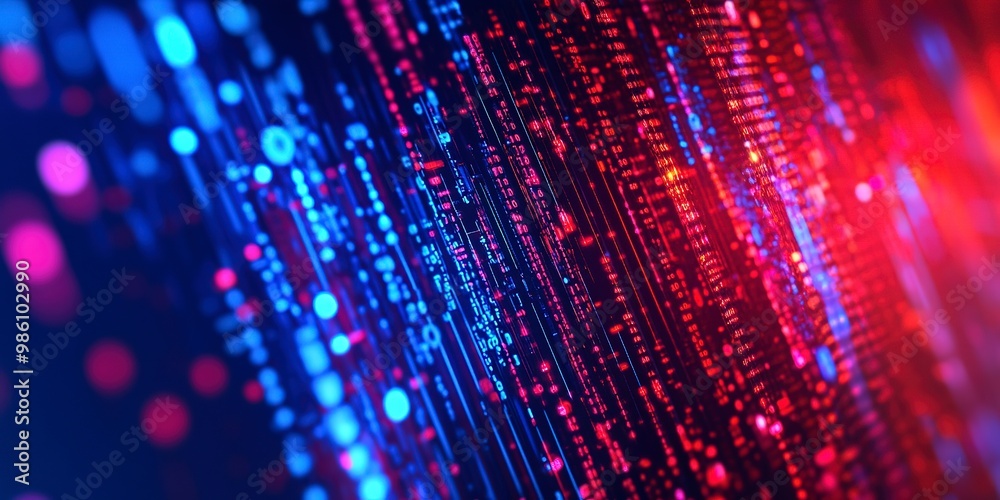 Aufkleber red blue digital background technology technological operations neural networks ai big data transmis