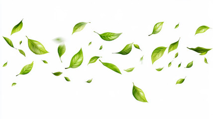 Leaves, mint leaves, white background, arrangement