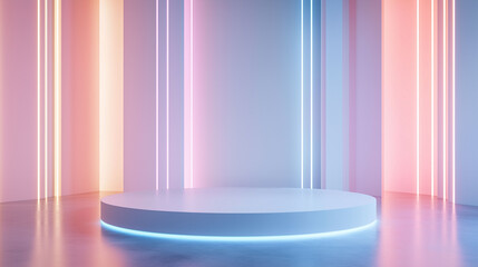 futuristic Neon Lights and Podium