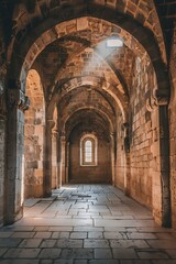 Fototapeta premium Stone Archway Hallway In Ancient Building
