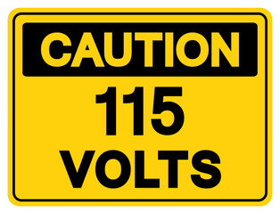 Caution 115 Volts Tag Symbol Sign,Vector Illustration, Isolate On White Background Label. EPS10