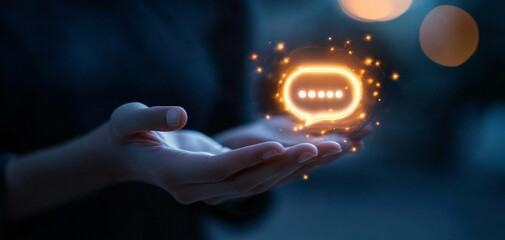 Business professional offering customer service via a virtual chat interface, highlighting modern support solutions