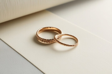 Elegant wedding rings symbolizing eternal love and union, set against a soft background that creates an atmosphere of romance