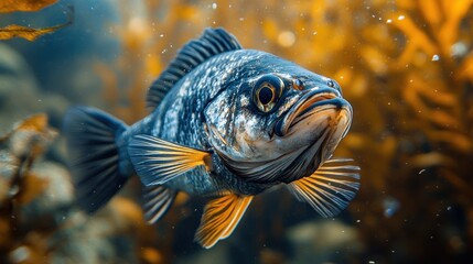 Obraz premium A close-up of a fish swimming in a vibrant underwater environment.