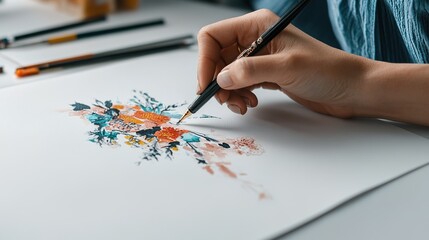 Hand Painting Floral Design with Watercolor Techniques