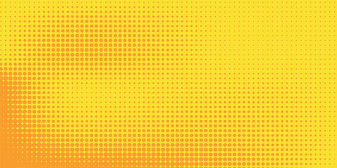 Dots halftone yellow orange color pattern gradient texture with technology digital background. Pop art comics style.
