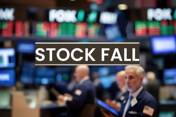 Illustration of a falling stock market: red arrows and graphs symbolizing sharp declines in stocks and negative financial unrest