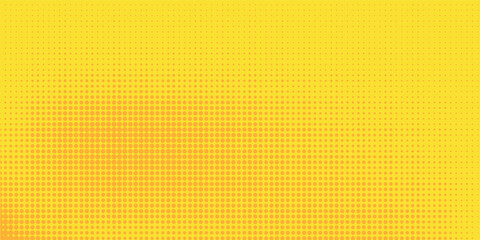 Dots halftone yellow orange color pattern gradient texture with technology digital background. Pop art comics style.