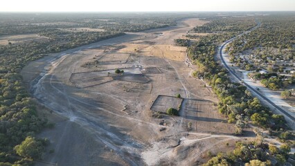 Thamalakane river during the dry winter months in Maun, Botswana, Africa