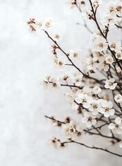Delicate White Flowers on a Branch