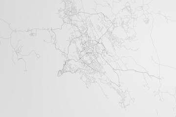 Map of the streets of Port Moresby (Papua) on white background. 3d render, illustration