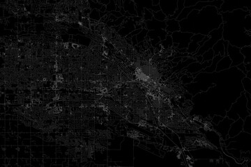 Stylized map of the streets of Boise (Idaho, USA) made with white lines on black background. Top view. 3d render, illustration