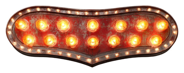 Obraz premium Glowing vintage marquee sign isolated on transparent background