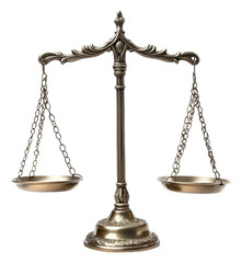 Antique balance scale on display in an office isolated on transparent background