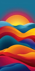Fototapeta premium Abstract Sunset With Colorful Waves Background