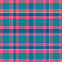 Plaid repeat pattern in pink and green.Gingham checkered tartan seamless pattern.Geometric graphic vector illustration background design for fabric and print. 