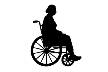 People on a wheelchair Silhouette vector illustration on white background. Vector silhouette.