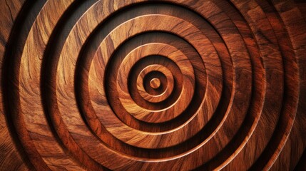 Close-up of a dark brown wooden spiral pattern.